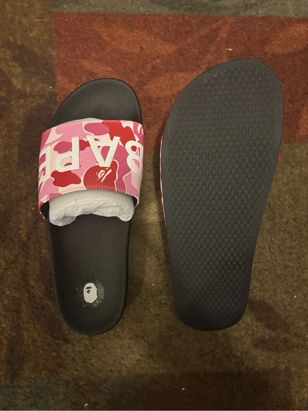 Bape Men's SS22 ABC Camo Slide Sandals Pink Size 10 NEW